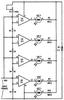 Вольтметр с полосковым индикатором на светодиодах Вольтметр с полосковым индикатором на светодиодах