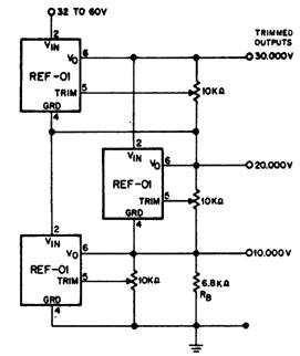 Источник опорного напряжения с тремя выходными напряжениями +10, +20 и +30 В