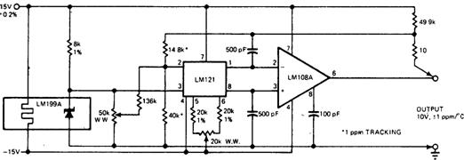 Источник опорного напряжения с напряжением 10 В и балансировкой термокомпенсации