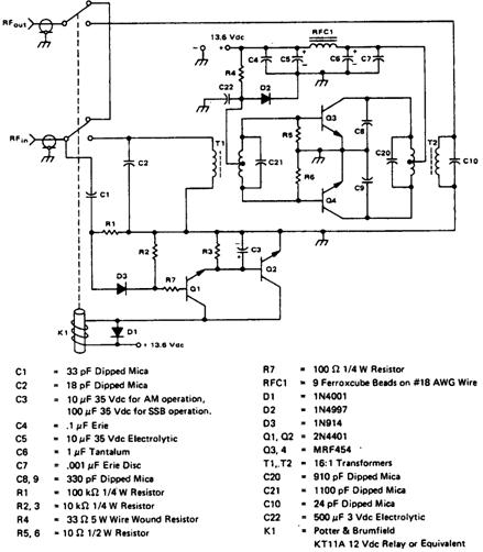 Схема линейного усилителя мощностью 140 Вт для диапазона 2—30 МГц