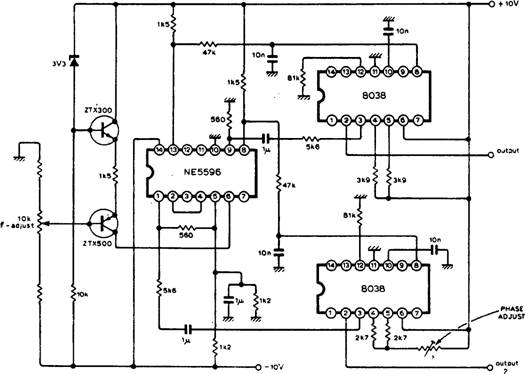Генератор, управляемый напряжением с двумя выходными сигналами, жестко сдвинутыми по фазе на 90° 