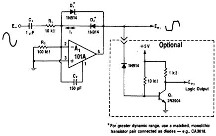 Детектор прохода напряжения через нуль на логарифмическом усилителе Детектор прохода напряжения через нуль на логарифмическом усилителе
