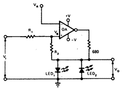 Схема для обнаружения уровней напряжения со светодиодной индикацией